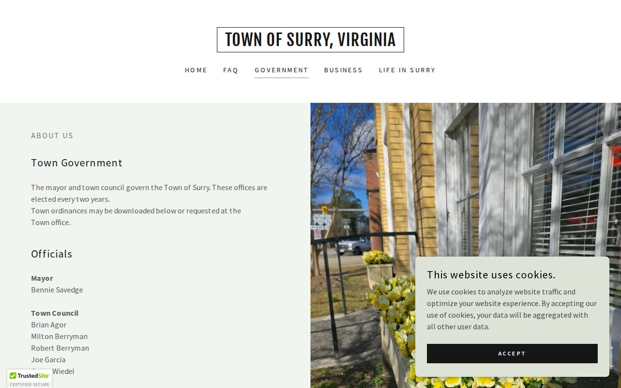 Town of Surry government information connected to municipal warrant record questions in Surry County