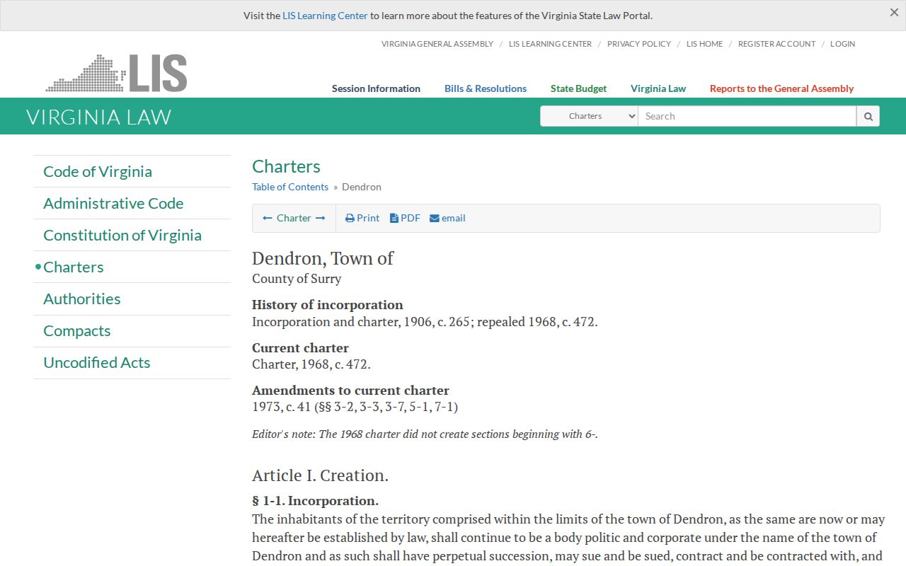 Dendron charter source for understanding Dendron warrant records in Surry County